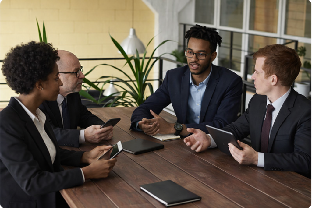 diverse team in professional meeting